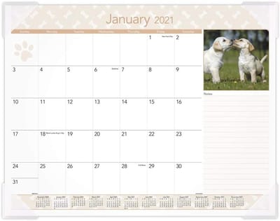 Bureaukalender Maandelijkse - Bureau-onderlegger Planner - Jaarplanning Organiseren - Hoge Kwaliteit Papier - 21 3/4 x 17 - Met Puppy Afbeeldingen
