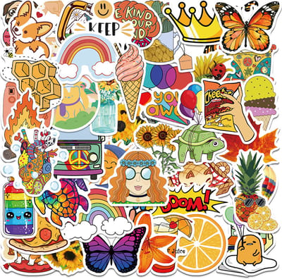 50 Delige Stickers - Mix Sticker Willekeurige – coole Stickers – Stickersvoor laptop, notitieboekjes en muren, skateboard, Koffer, Helm, Gitaar - 6x6CM -LOUZIR