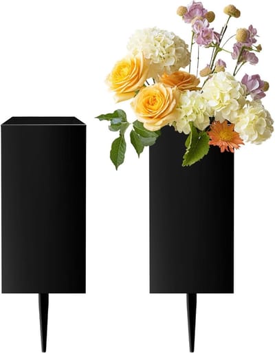 Grafvazen Set - Herdenkingsvazen - Bloemen Presenteren - Met Grondpen - 2 Stuks - Zwart
