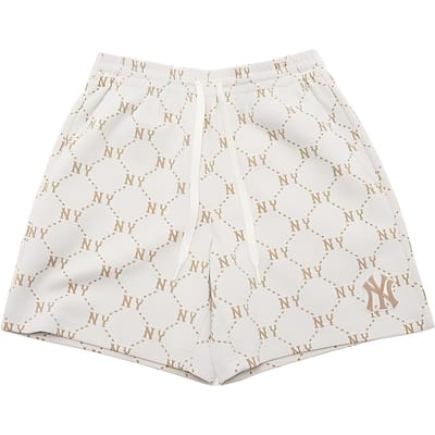 MLB Monogramme Diamant Yankees de New York Diamant Floral Confortables Coupe Ample Lacets Shorts Décontractés Shorts Unisexes Crème 3ASPM0343-50CRS XS beige