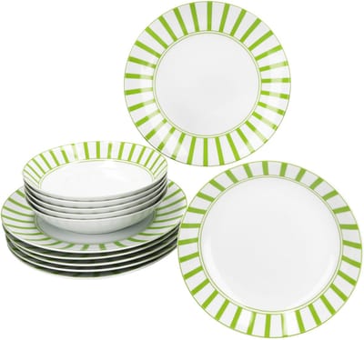 MamboCat 12-delig servies SPLIT GREEN porselein voor 6 personen