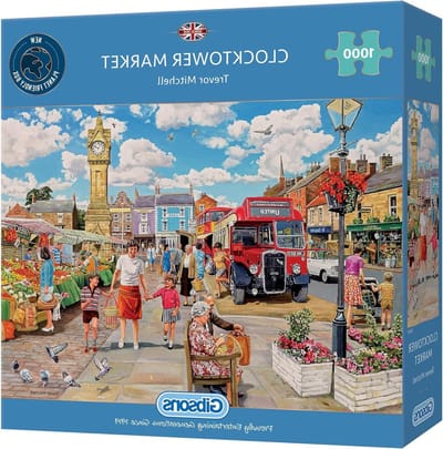 Clocktower Market Legpuzzel 1000 stukjes | Trevor Mitchell | Duurzame puzzel voor volwassenen | Premium 100% gerecycled bord | Gibsons Games