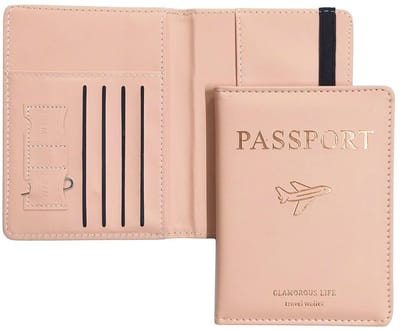 Dailygoods- Paspoorthouder met elastische band - Reisportemonnee - Paspoort organizer - Kaartsleuven - Compact formaat - Informatiebeveiliging - Reisportefeuille