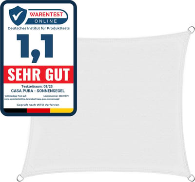 FLOORDIREKT Schaduwdoek Ademend - Zonnezeil - Schaduwzeil - Voor tuin en balkon - Wit - 3 x 3 m