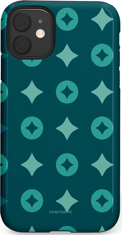 Casetastic hoesje geschikt voor Apple iPhone 11 - Dubbellaagse bescherming - Retro sterren - Fashion Case - Petrol