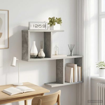 vidaXL - Wandplank - Betongrijs - 60 - x - 12 - x - 50,5 - cm - Bewerkt - hout