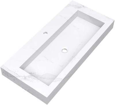 Brauer Coral Wastafel - 100 cm - met 1 Spoelbak en 1 Kraangat - Marmerlook Calacatta Gold