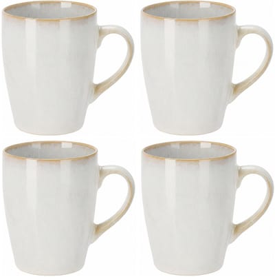 Siaki Koffiemok / theemok Faye - wit - set 4x - 340 ml - mokken - kerammiek - tas
