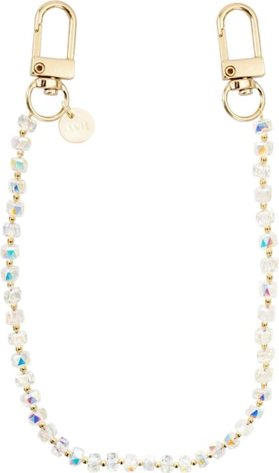 xoxo Wildhearts telefoonkoord - Crystal Cord - Kort koord - Geschikt voor iPhone - Geschikt voor Samsung - Universeel - Phone cord - Telefoonketting - Koord voor telefoon - Telefoon hanger - kristal - gouden details - kristallen - Transparant
