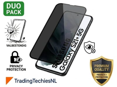 Privacy Screen Protector Galaxy S21 Plus – 2 Stuks Duo Pack – Anti-Spy Beschermglas, 9H Gehard Glas, Anti-Spy, Krasbestendig, Case-Friendly