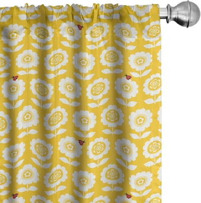 ABAKUHAUS Bloemen gordijnen – 2x75x245 cm – microvezel – vermiljoen geel