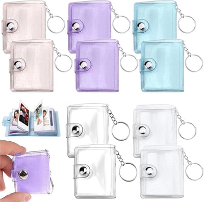 10 Stuks Mini Fotoalbum, 5 Inch Draagbaar Fotoalbum, DIY Sleutelhanger met 18 Compartimenten voor het Vastleggen van Herinneringen in 5 Kleuren