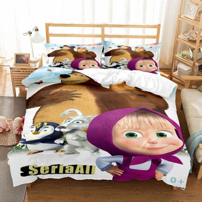Cartoon Kinder Beddengoed Set King Queen Double Full Twin Single Maat Meisje Y El Oso Bedlinnen Set 200x230cm
