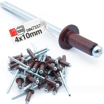 LUN FIX - Aluminium Blindnieten - 4 x 10 mm - 100 stuks - Staal - Industrie-Standaard DIN7337