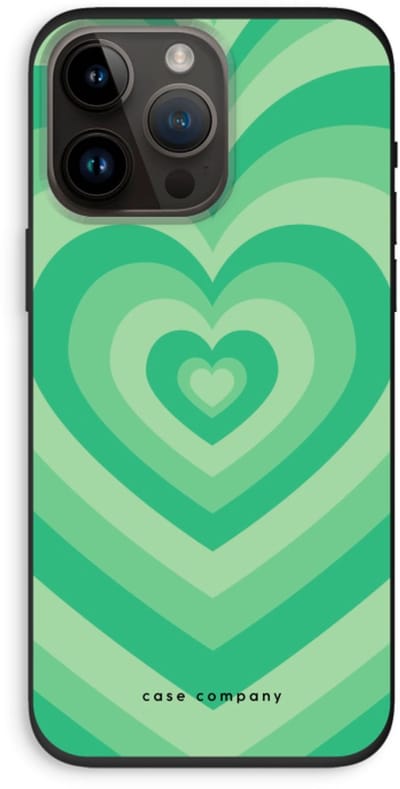 Case Company® - Hoesje geschikt voor iPhone 14 Pro Max hoesje - Hart Groen - Biologisch Afbreekbaar Telefoonhoesje - Bescherming alle Kanten en Schermrand