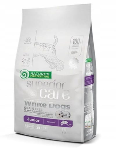 Nature's Protection Superior Care White Dogs Grain Free Junior Salmon - dry food for puppies - 10 kg