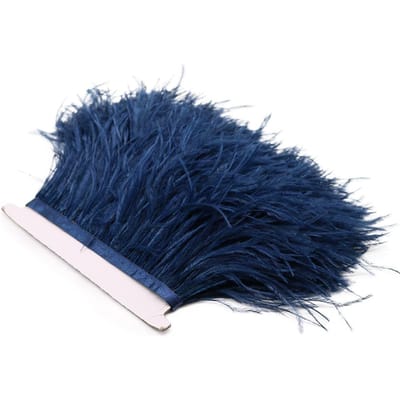 1 meter 8-10cm Echte Struisvogelveer Rand Kantlint Lange Struisvogelveer Randen Franje voor Kleding Naaibenodigdheden 8-10CM 1M marineblauwe kleur
