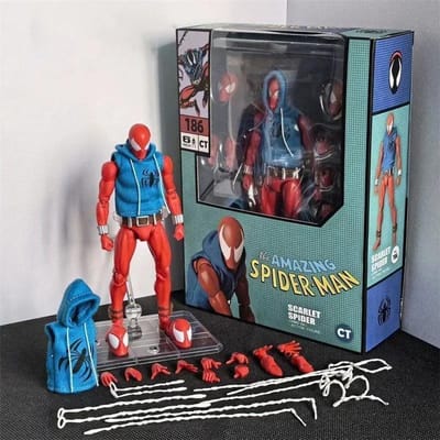 Aankomst Ct Speelgoed Scarlet Spider Ben Reily Mafex 186 Comic Ko Actiefiguur Exclusief Spider-Man Anime Collectie Cadeau CT toys gray