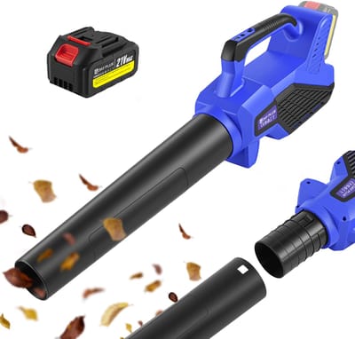 Bladblazer accu 21V - 6‑snelheden instelbaar, draadloze bladblazer voor tuin, bladeren, sneeuw en zaagsel, lichtgewicht eenhandig te bedienen