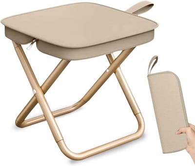 Kruk-Opvouwbare kruk - Opvouwbare kampeerkruk - Kleine draagbare stoel - Draagbare mini-vouwstoel - Lichtgewicht opvouwbare viskruk - Draagbare kampeerstoel- geschikt voor tuin, strand, wandelen, picknick (kaki)