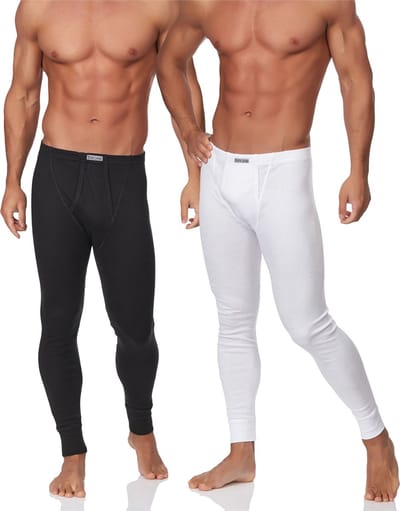 Timone Heren Thermobroek - Sport - Sporbroek - Lang - Katoen - TI-SS-114-2P - Wit/Zwart - M