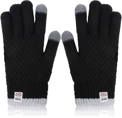 QTTVBTNA - Dames Winter Handschoenen - Gebreide Warmte Handschoenen - Dikke Fleece Binnenvoering - Touchscreen handschoenen - Zwart - Eén maat - 1 Paar