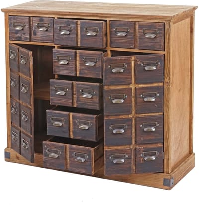 Apothekers ladenkast MCW-F33, ladekast, massief vintage dennenhout 90x100x35cm