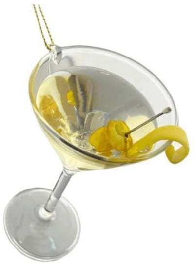 Kerstbal Martini Cocktail – Handgemaakt Glazen Ornament van Kurt Adler (ca. 10 cm)
