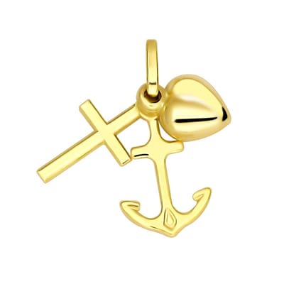 Juwelier Zwartevalk 14 karaat gouden geloof, hoop en liefde hanger - 14.020