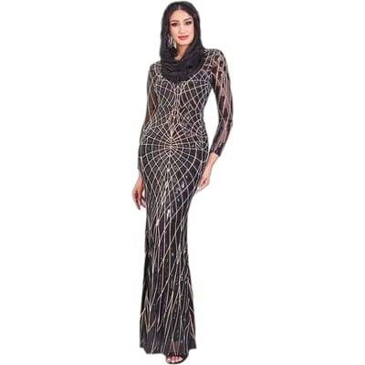 Strakke damesjurk Goddiva Modesty Geo Sequin