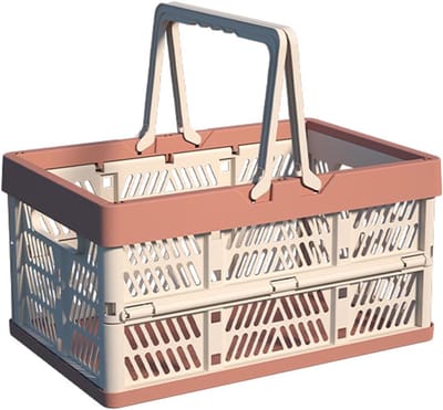 Ulisem - Opbergmand - 20L Vouwkrat - Roze - 38x25x20 cm - Stapelbaar - Kunststof - Multifunctioneel - Voor Thuis en Kantoor - Bespaart Ruimte - Lichtgewicht - Eenvoudig Schoon te Maken - Ook voor Badkamer en Keuken