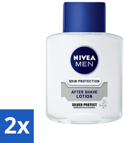 2 x Nivea Men - Skin Protection After Shave Lotion - Silver Protect - 100 ml - Aftershave Lotion - Huid Verzorging - Scheren Na - Roodheid Verlichten - Irritatie Verlichten