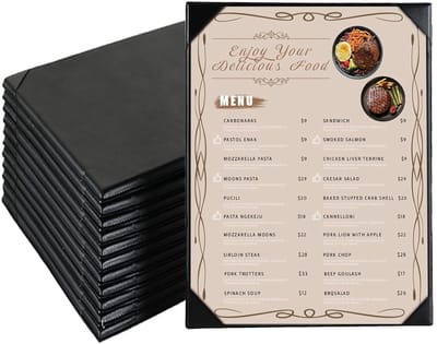 Menuhouders Restaurant - Menukaarten Horeca - Presenteren Drankkaart - Synthetisch Leer - A4 Formaat - Zwart