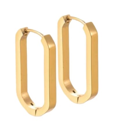 Oorbellen-ovaal-goud kleurig- rvs-stainless steel- roestvrijstaal