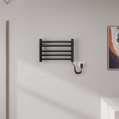Elektrische handdoekradiator, elektrische handdoekwarmer voor de badkamer, winterhanddoekradiator, intelligente handdoekwarmer met constante temperatuur, zwart recht - 550 x 350 mm