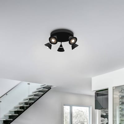 TRIO ROMEO - Plafondlamp - Zwart mat - incl. 5x SMD 7 W - Zwenkbaar - Plafondbevestiging - DIP - Schakelaar