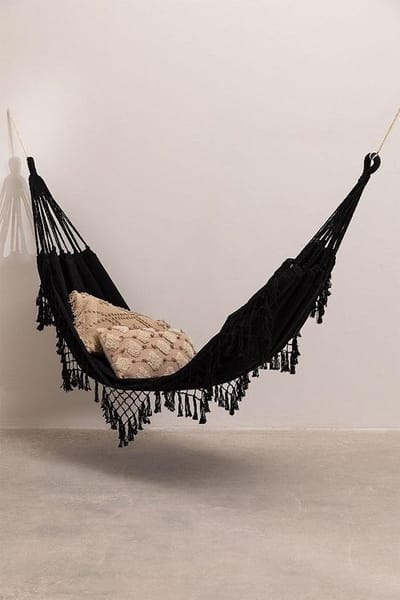 ZoeZo Design - Hangmat - zwart - voor binnen of buiten - Boho-hangmat - Ibiza hangmat