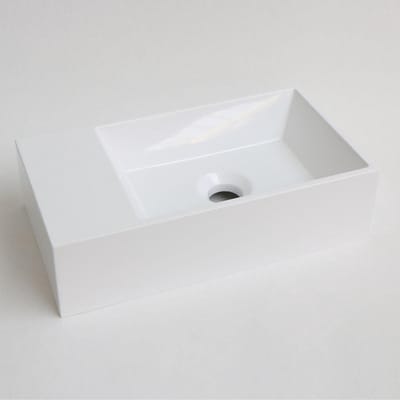 INK Contra Fontein - 40x22x10cm - wasbak rechts - 0 kraangaten - polystone wit glans