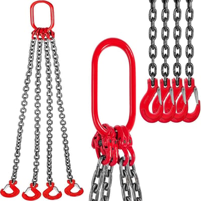 Hijsketting 4-strengs - Stopketting hijswerktuig - Zwaar werk tillen - Gelegeerd staal G80 - 300 cm 4 ton - Zwart
