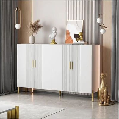 Merax Modern dressoir met 4 deuren - 160 x 36,5 x 100 cm - Spaanplaat - voor eetkamer - Wit