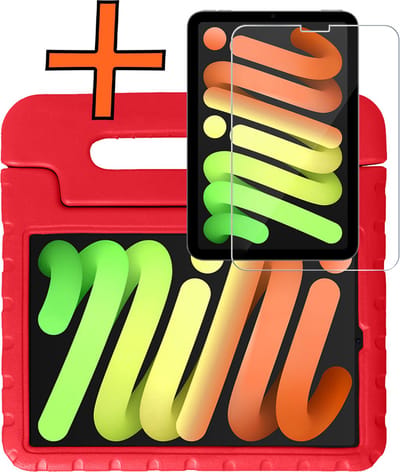 Hoesje - Geschikt voor Apple iPad Mini 7 (2024) - 8.3 inch - 7e Generatie - Met Screenprotector - Kinderhoes Shockproof Bumper - Kidsproof Case - Tablet Hoes - Kinder Hoes Cover - Rood