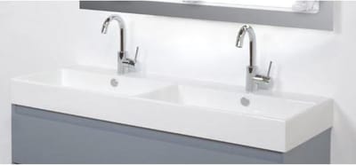 INK Unlimited wastafel - 100x45x11cm - 1 wasbak - 2 kraangaten - porselein wit glans