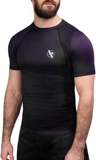 Hayabusa Fusion Short Sleeve Rashguard - zwart/paars - maat M