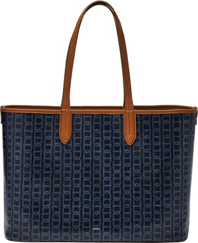 FOSSIL Schoudertas Shopper Williamson Tote Bag Blue Print Donkerblauw