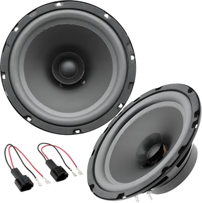 SnelShoppen - Dual Cone Luidsprekers 16,5 cm - 120 Watt - Compatibel met Peugeot - Autoradio Speakers - Polycarbonaat Conus - Inclusief Kabeladapters