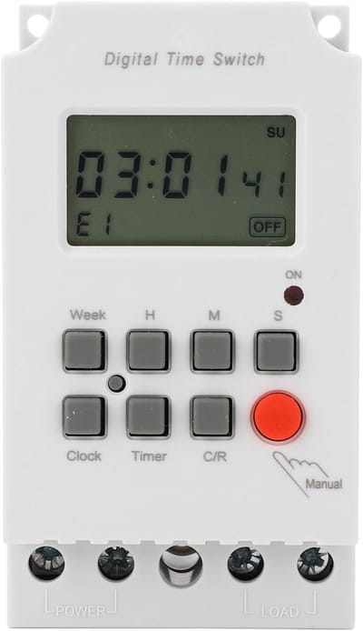 Digitale Tijdschakelaar 28 Groepen 25A voor AC200-240V met Batterij