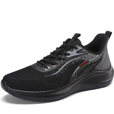 WTEMPO Heren Zomer Luchtkussen Sneakers Outdoor Ademend Mesh Sportschoenen Antislip Dikke Bodem Zachte Bodem Basketbalschoenen Casual Hardloopschoenen 44 zwart
