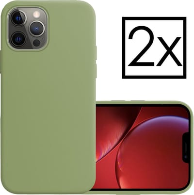 Hoesje - 2 Stuks - Geschikt voor Apple iPhone 13 Pro - Sterk & Shockproof - Case Siliconen - Back Cover - Telefoon Hoes - Groen
