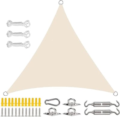 Driehoekig Schaduwzeil - Zonnezeil UV-bescherming - Buitenruimte Koelen - Ademend Materiaal - 3x3x3 Meter - Beige