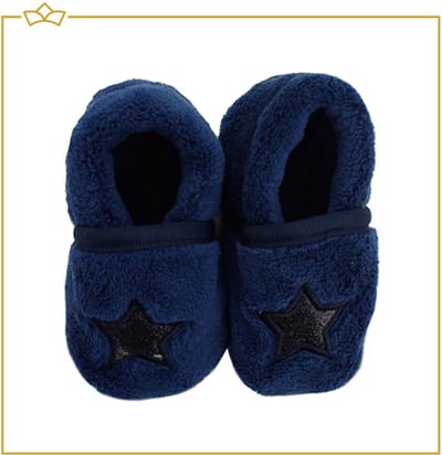 ATTREZZO® Baby Slofjes - 0-6 maanden - Ster - Donkerblauw - Babyslofjes - Zacht - Antislip